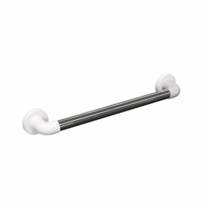 Barra de apoio reta 80cm aluminio polido ABS branco