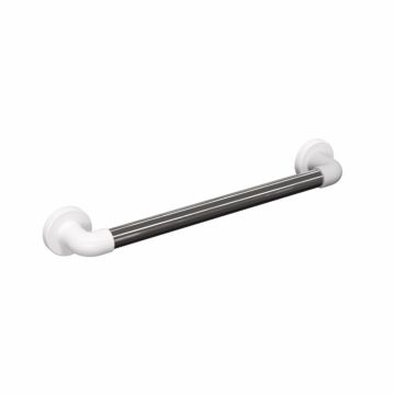 Barra de apoio reta 60cm alumínio polido ABS branco