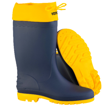 Bota cano medio sem forro e com polaina cor azul/amarela de PVC 41/42 VONDER