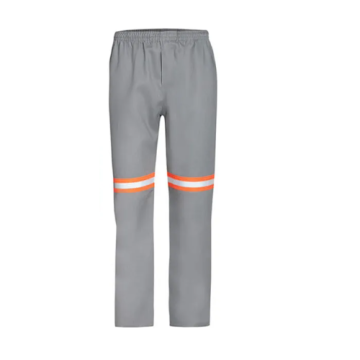 Calça em brim cinza anti chama CA 47307 faixa laranja Fortline
