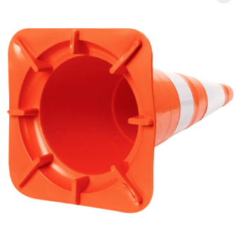 Cone de 75CM em PVC laranja e branco com refletivo EPI 360