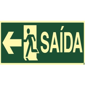 Placa fotoluminescente S13A saída boneco seta esquerda 12X24 IMPREFIX