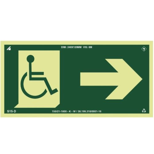 Placa PP0810 S15-D saída cadeirante direita 12X24CM