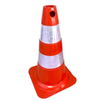 Cone de sinalização 50cm laranja e branco de borracha com refletivo EPI 360