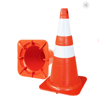 Cone de 75CM em PVC laranja e branco com refletivo EPI 360