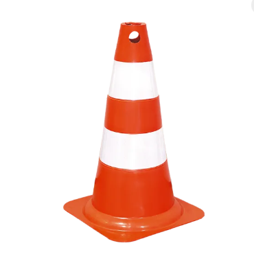 Cone de 50CM em PVC laranja e branco com refletivo - EPI 360