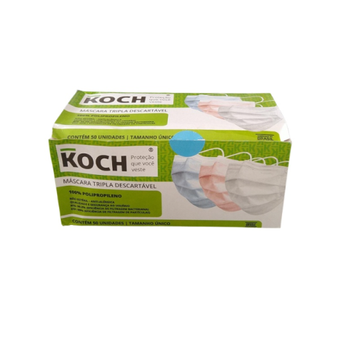 Máscara descartável TNT tripla caixa 50 unidades KOCH