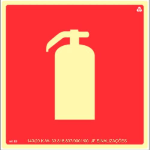 Placa de extintor E05 20X20cm com fotoluminescente