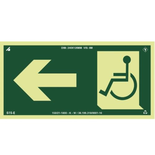 Placa PP0811 S15-E saída cadeirante esquerda 12X24cm