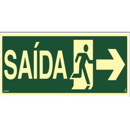 Placa fotoluminescente S13 saída boneco seta a direita 12X24 IMPREFIX