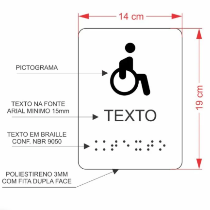 Placa Braille padrão 14x19 cm