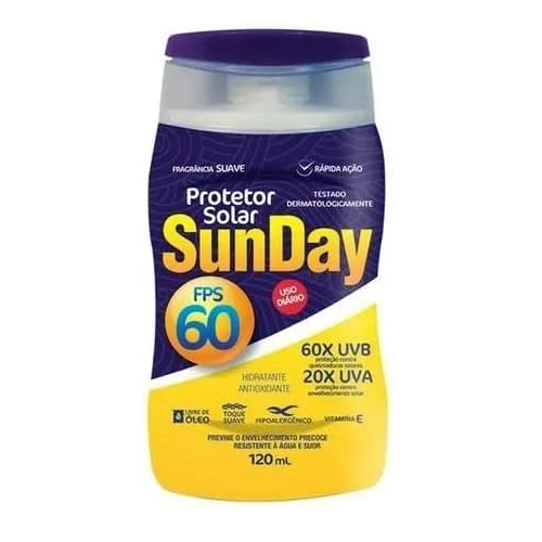 Protetor solar FPS 60 com repelente 120ml SUNDAY